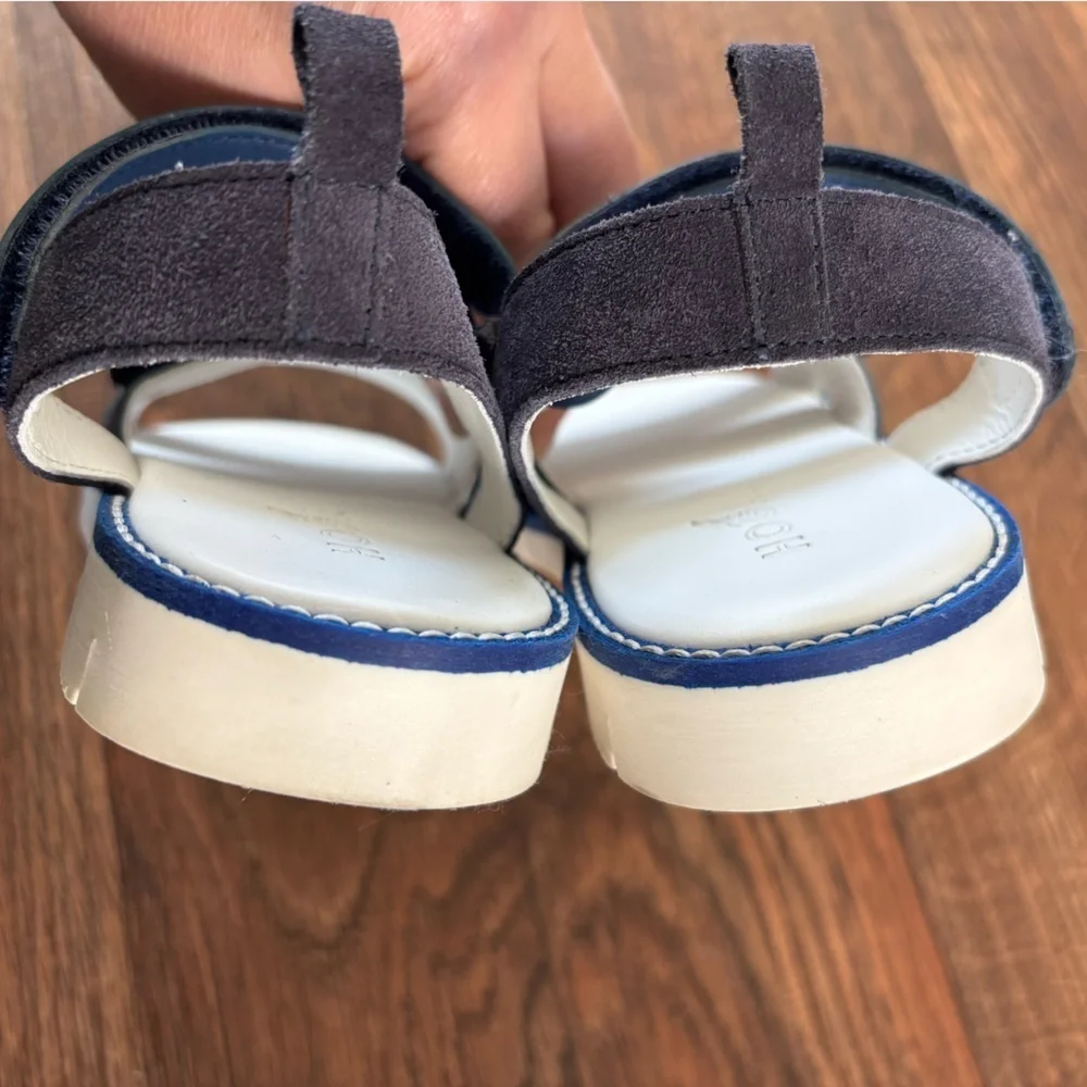 HOGAN Kids' Leather Sandals In Blue Made in Serbia